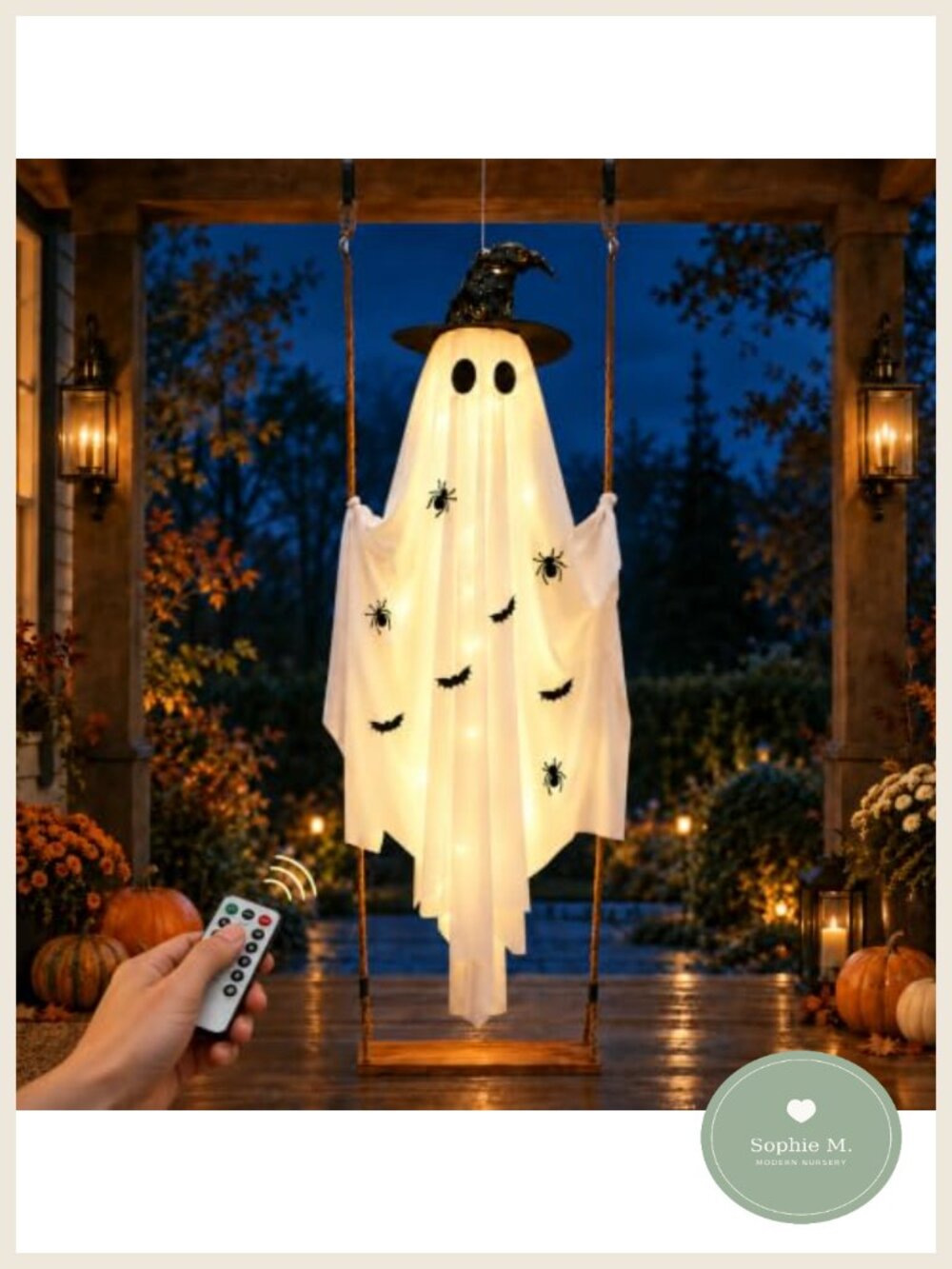 5.9ft Lighted Halloween Swinging Ghost Outdoor Decor
